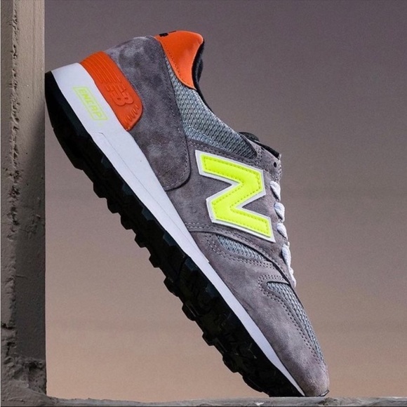 New Balance 1300 Made in USA 1300 Grey/Orange Yellow Men Sneakers- SZ 4 4.5